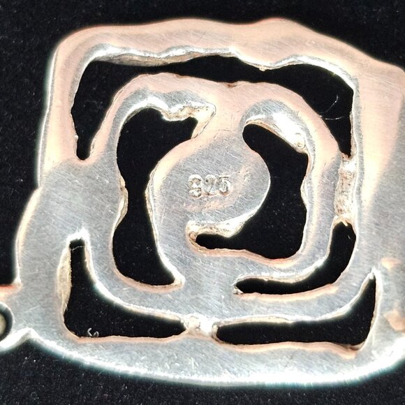 Sterling Silver 925 Modernist Rose Link Necklace 18” – 58g Statement Piece - Picture 5 of 8